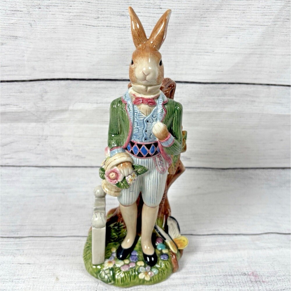 Fitz & Floyd Classics Old World Rabbit Candle Holder 11” Gentleman Bunny Easter
